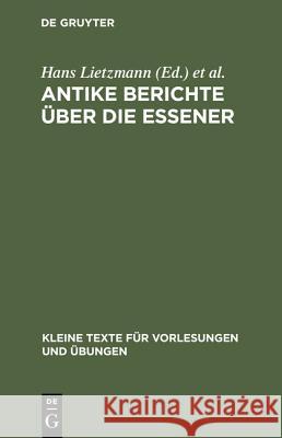 Antike Berichte Über Die Essener Adam, Alfred 9783110041835 De Gruyter - książka