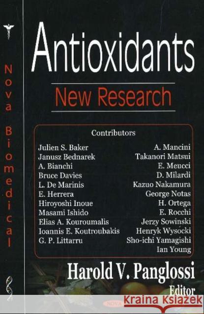 Antioxidants: New Research Harold V Panglossi 9781594549991 Nova Science Publishers Inc - książka
