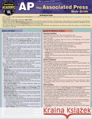 AP - Associated Press Style Guide: A Quickstudy Laminated Reference Lila Stromer 9781423241713 Quickstudy Reference Guides - książka