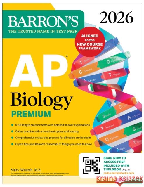 AP Biology Premium, 2026: Prep Book with 6 Practice Tests + Comprehensive Review + Online Practice Mary, M.S. Wuerth 9781506296708 Barrons Educational Services - książka