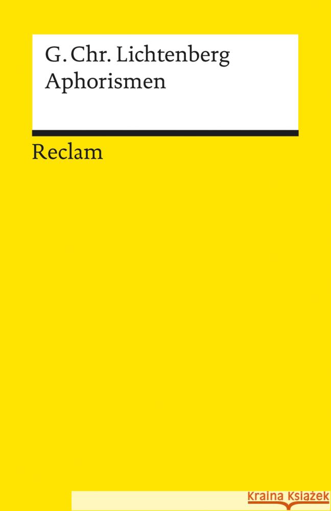 Aphorismen : Ausgew. v. Friedrich Sengle Lichtenberg, Georg Chr.   9783150078129 Reclam, Ditzingen - książka