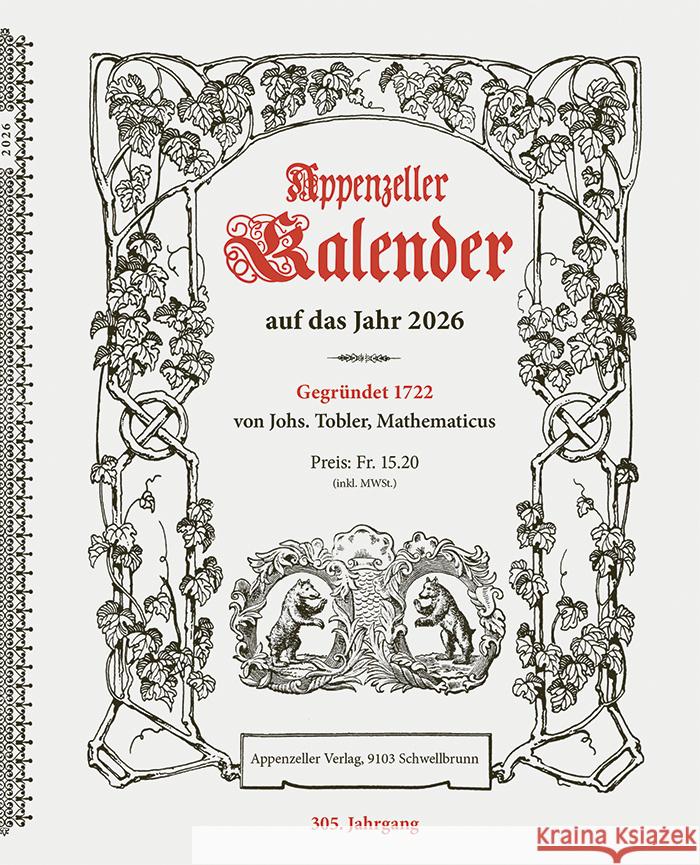 Appenzeller Kalender 2026  9783858829108 Appenzeller - książka