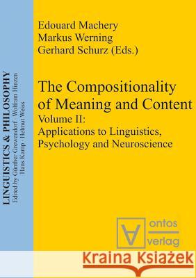 Applications to Linguistics, Psychology and Neuroscience  9783110332759 Walter de Gruyter - książka