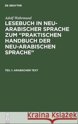 Arabischer Text Wahrmund, Adolf 9783111215372 De Gruyter - książka