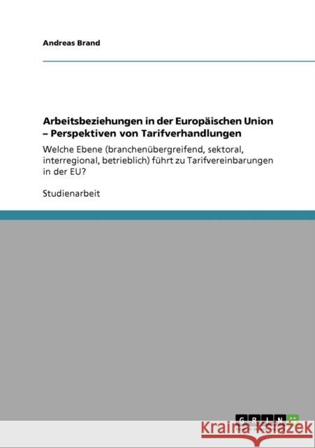 Arbeitsbeziehungen in der Europäischen Union - Perspektiven von Tarifverhandlungen: Welche Ebene (branchenübergreifend, sektoral, interregional, betri Brand, Andreas 9783640412662 Grin Verlag - książka