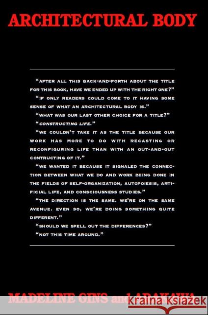 Architectural Body Madeline Gins Arakawa 9780817311698 University Alabama Press - książka