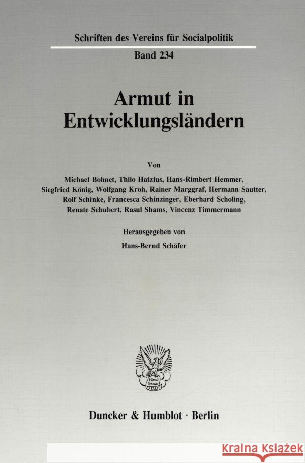 Armut in Entwicklungslandern Schafer, Hans-Bernd 9783428080793 Duncker & Humblot - książka