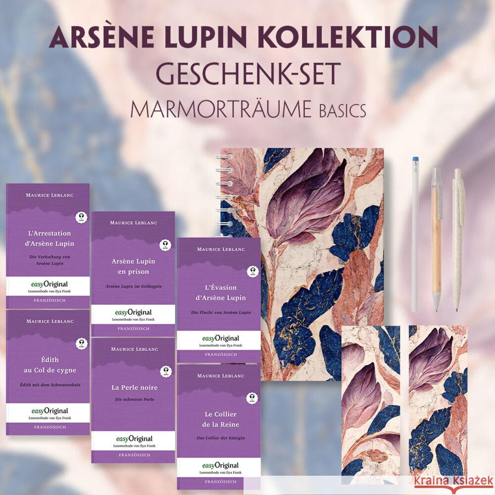 Arsène Lupin Geschenkset - 6 Bücher (mit Audio-Online) + Marmorträume Schreibset Basics, m. 6 Beilage, m. 6 Buch Leblanc, Maurice 9783991129509 EasyOriginal - książka