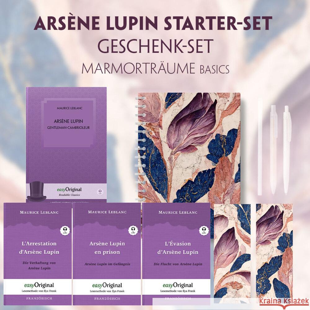 Arsène Lupin Starter-Paket Geschenkset - 4 Bücher (mit Audio-Online) + Marmorträume Schreibset Basics, m. 4 Beilage, m. 4 Buch Leblanc, Maurice 9783991129820 EasyOriginal - książka