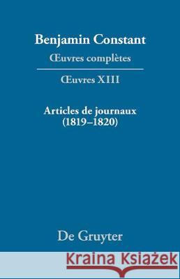 Articles de journaux (1819–1820) Leonard Burnand 9783110551709 De Gruyter (JL) - książka