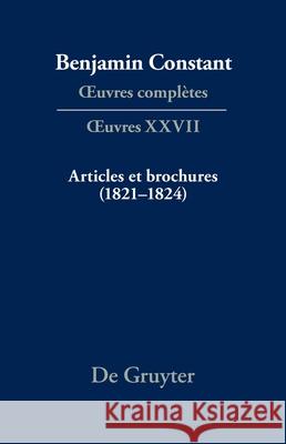 Articles Et Brochures (1821-1824) Leonard Burnand 9783111371474 de Gruyter - książka