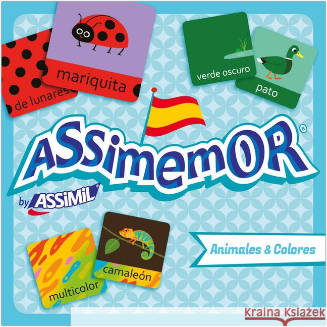 Assimemor, Animales & Colores - Tiere & Farben (Kinderspiel) : Das kinderleichte Spanisch-Gedächtnisspiel  9782700590463 Assimil-Verlag - książka