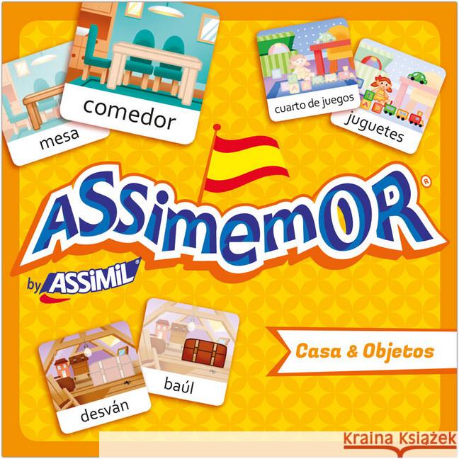 Assimemor, Casa & Objetos - Haus & Objekte (Kinderspiel) : Das kinderleichte Spanisch-Gedächtnisspiel  9782700590494 Assimil-Verlag - książka