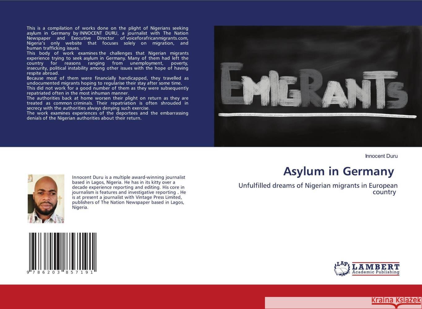 Asylum in Germany Duru, Innocent 9786203857191 LAP Lambert Academic Publishing - książka