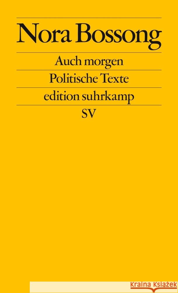 Auch morgen Bossong, Nora 9783518127735 Suhrkamp Verlag - książka