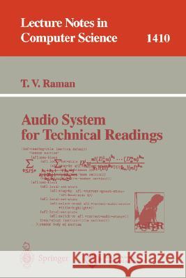 Audio System for Technical Readings T.V. Raman 9783540655152 Springer-Verlag Berlin and Heidelberg GmbH &  - książka