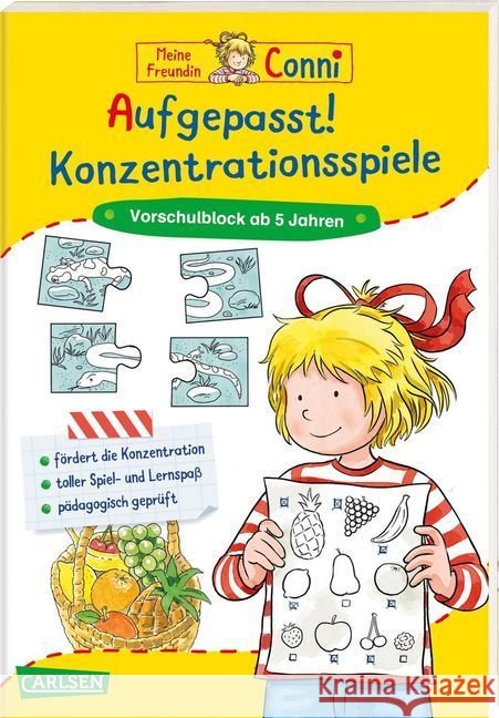 Aufgepasst! Konzentrationsspiele : Vorschulblock ab 5 Jahren Sörensen, Hanna 9783551182708 Carlsen - książka