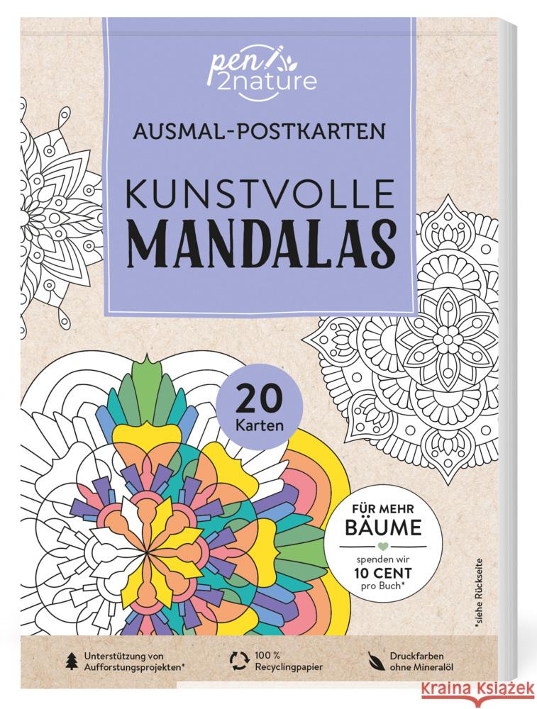 Ausmal-Postkarten Kunstvolle Mandalas | 20 Karten pen2nature 9783987640933 Pen2nature - książka