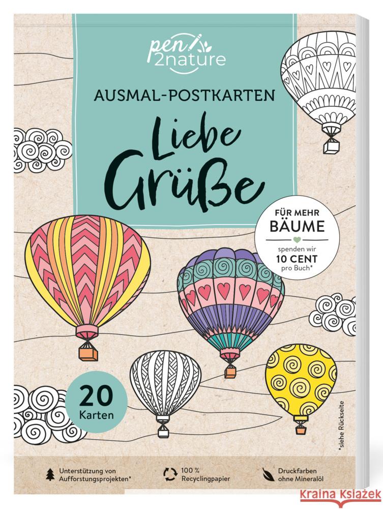 Ausmal-Postkarten Liebe Grüße | 20 Karten  9783987640926 Pen2nature - książka