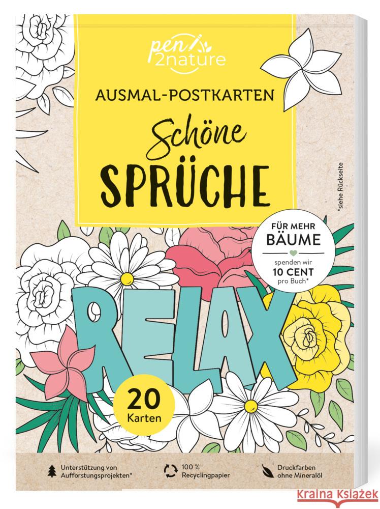 Ausmal-Postkarten Schöne Sprüche | 20 Karten  9783987640919 Pen2nature - książka