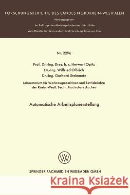 Automatische Arbeitsplanerstellung Herwart Opitz 9783531022963 Vs Verlag Fur Sozialwissenschaften - książka