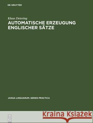 Automatische Erzeugung Englischer Sätze Klaus Detering 9783110999921 De Gruyter - książka