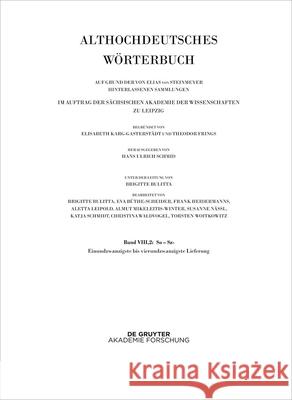 Band Viii,2: So - Sz- 21.-24. Lieferung Hans Ulrich Schmid 9783111620961 de Gruyter Akademie Forschung - książka
