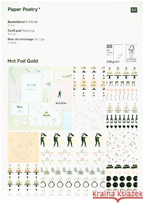 Bastelblock, Hochzeit : Hot Foil Gold  4051271396596 RICO-Design tap - książka