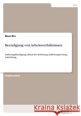 Beendigung von Arbeitsverhältnissen: Änderungskündigung, Ablauf der Befristung, Aufhebungsvertrag, Anfechtung Birr, Maxi 9783346482624 Grin Verlag - książka