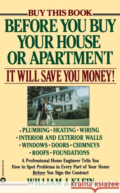 Before You Buy Your House or Apartment William J. Klein 9780446384346 Warner Books - książka