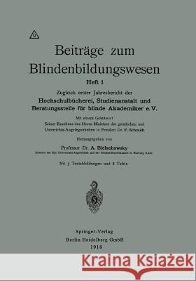 Beiträge Zum Blindenbildungswesen: Heft 1 Bielschowsky, Alfred 9783662392317 Springer - książka