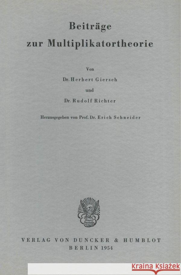 Beiträge zur Multiplikatortheorie.  9783428004928 Duncker & Humblot - książka