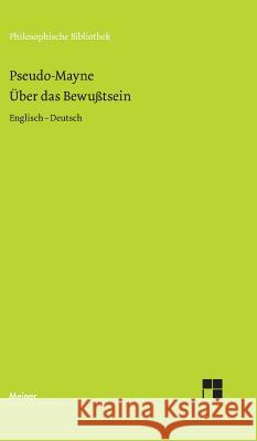 Über das Bewußtsein (1728) Pseudo-Mayne, Reinhard Brandt 9783787305933 Felix Meiner - książka