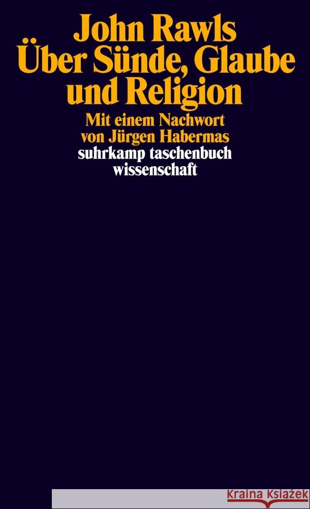 Über Sünde, Glaube und Religion Rawls, John 9783518299333 Suhrkamp - książka