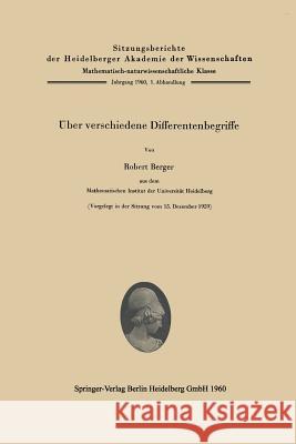 Über Verschiedene Differentenbegriffe Berger, Robert 9783662132524 Springer - książka