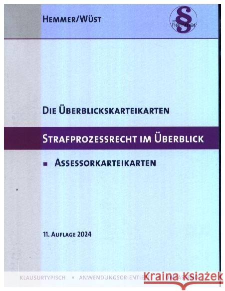 Überblickskarteikarten Strafprozessrecht im Überblick Hemmer, Karl-Edmund, Wüst, Achim, Berberich, Bernd 9783968383040 hemmer/wüst - książka