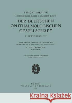 Bericht Über Die Sechsundvierzigste Zusammenkunft Der Deutschen Ophthalmologischen Gesellschaft in Heidelberg 1927 Wagenmann, A. 9783642905124 Springer - książka