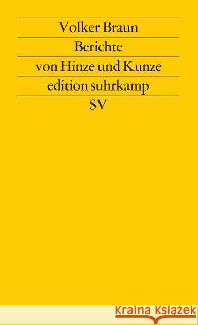 Berichte von Hinze und Kunze Braun, Volker 9783518111697 Suhrkamp - książka