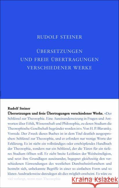 Übersetzungen und freie Übertragungen verschiedener Werke Steiner, Rudolf 9783727404153 Rudolf Steiner Verlag - książka