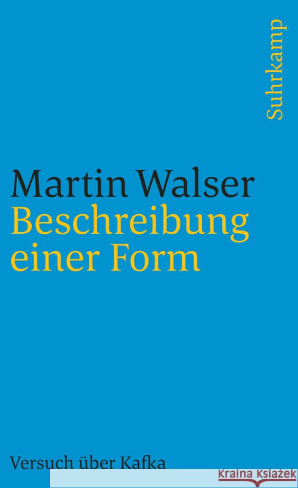 Beschreibung einer Form Walser, Martin 9783518383919 Suhrkamp Verlag - książka
