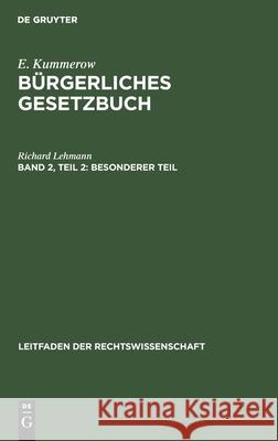 Besonderer Teil Richard Lehmann 9783111170091 De Gruyter - książka