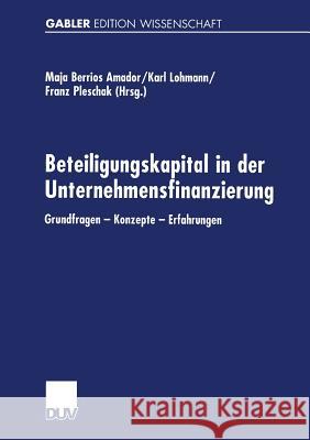 Beteiligungskapital in Der Unternehmensfinanzierung: Grundfragen -- Konzepte -- Erfahrungen Berrios Amador, Maja 9783824470518 Springer - książka