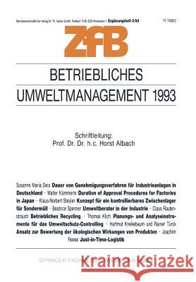 Betriebliches Umweltmanagement 1993 Horst Albach 9783409133913 Gabler Verlag - książka