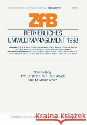 Betriebliches Umweltmanagement 1998 Horst Albach Marion Steven 9783409139564 Gabler Verlag - książka