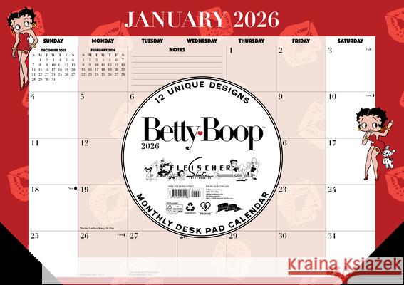 Betty Boop 2026 17 X 12 Small Monthly Deskpad Fleischer Studios 9781549257087 Willow Creek Press Calendars - książka