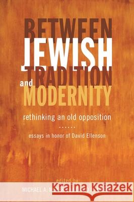 Between Jewish Tradition and Modernity: Rethinking an Old Opposition: Essays in Honor of David Ellenson Myers, David 9780814338599 Wayne State University Press - książka
