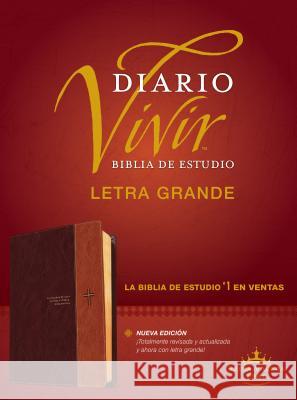 Biblia de Estudio del Diario Vivir Rvr60, Letra Grande (Letra Roja, Sentipiel, Café/Café Claro) Tyndale 9781496436702 Tyndale House Publishers - książka