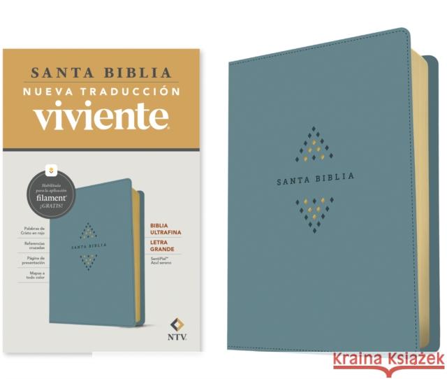 Biblia ultrafina NTV, letra grande con Filament (SentiPiel, Azul sereno, Letra Roja)  9798400501180 Tyndale House Publishers - książka