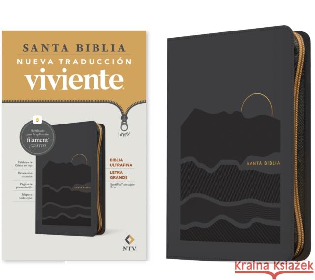Biblia ultrafina NTV, letra grande de ziper con Filament (SentiPiel, Gris, Letra Roja)  9798400501227 Tyndale House Publishers - książka