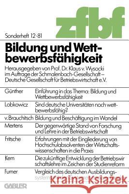 Bildung Und Wettbewerbsfähigkeit Wysocki 9783409390668 Gabler Verlag - książka